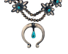 Load image into Gallery viewer, Navajo Native American Naja Kingman Turquoise Necklace by Robert Johnson SKU233216