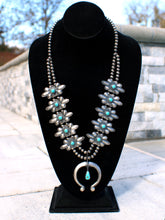 Load image into Gallery viewer, Navajo Native American Naja Kingman Turquoise Necklace by Robert Johnson SKU233216