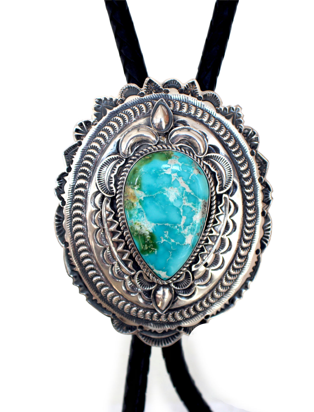 Navajo Native American Sonoran Gold Turquoise Bolo Tie by Leonard Maloney SKU233218