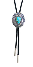 Load image into Gallery viewer, Navajo Native American Sonoran Gold Turquoise Bolo Tie by Leonard Maloney SKU233218