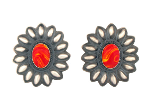 Navajo Native American Rosarita Flower Earrings by Robert Johnson SKU233219