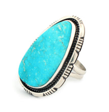 Load image into Gallery viewer, Navajo Native American Turquoise Mountain Mine Ring Size 7 buy Lucy Jake SKU233240