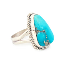 Load image into Gallery viewer, Navajo Native American Turquoise Mountain Mine Ring Size 7 3/4 by Burt Francisco SKU233242