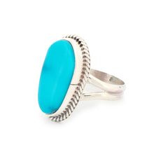 Load image into Gallery viewer, Navajo Native American Turquoise Mountain Mine Ring Size 7 3/4 by Burt Francisco SKU233243