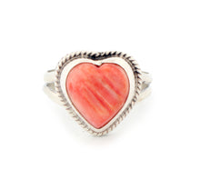 Load image into Gallery viewer, Navajo Native American Spiny Oyster Heart Ring Size 9 by Burt Francisco SKU233244