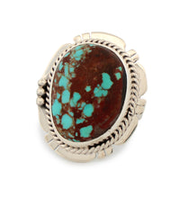 Load image into Gallery viewer, Navajo Native American Mine Number Eight Turquoise Ring Size 8 3/4 by Lucy Jake SKU233247