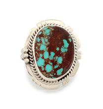 Load image into Gallery viewer, Navajo Native American Mine Number Eight Turquoise Ring Size 8 3/4 by Lucy Jake SKU233247