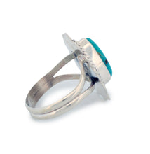 Load image into Gallery viewer, Navajo Native American Kingman Turquoise Ring Size 9 by Jake Sampson SKU233250