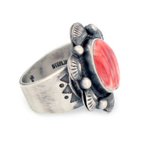 Load image into Gallery viewer, Navajo Native American Orange Spiny Shell Ring Size 7 3/4 by Piaso SKU233252