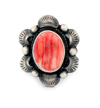 Load image into Gallery viewer, Navajo Native American Orange Spiny Shell Ring Size 7 3/4 by Piaso SKU233252