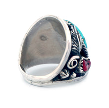 Load image into Gallery viewer, Navajo Native American Royston Turquoise And Coral Ring Size 10 1/4 SKU233288