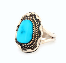 Load image into Gallery viewer, Navajo Native American Kingman Turquoise Ring Size 8 3/4 by Perry SKU233289