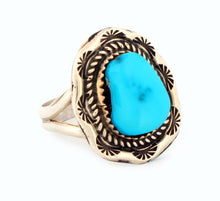 Load image into Gallery viewer, Navajo Native American Kingman Turquoise Ring Size 8 3/4 by Perry SKU233289