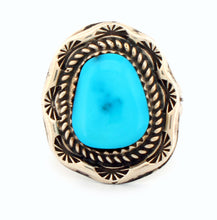 Load image into Gallery viewer, Navajo Native American Kingman Turquoise Ring Size 8 3/4 by Perry SKU233289