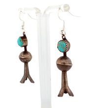Load image into Gallery viewer, Navajo Native American Royal Blue Turquosie Squash Blossom Earrings by Tsosie SKU233291