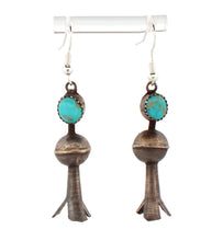 Load image into Gallery viewer, Navajo Native American Royal Blue Turquosie Squash Blossom Earrings by Tsosie SKU233291