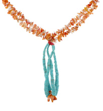 Load image into Gallery viewer, Santo Domingo Kewa Pueblo Turquoise and Shell Jacla Necklace by Gracia SKU233296