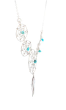 Load image into Gallery viewer, Navajo Native American Kingman Turquoise Dream Catcher Necklace by Arviso SKU233297