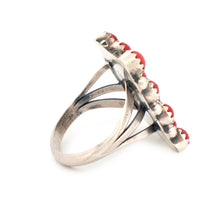 Load image into Gallery viewer, Navajo Native American Coral Petit Point Ring Size 8 1/4 by Herbert Begay SKU233299