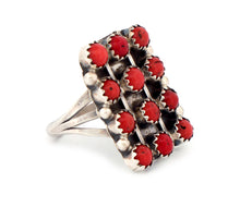 Load image into Gallery viewer, Navajo Native American Coral Petit Point Ring Size 8 1/4 by Herbert Begay SKU233299