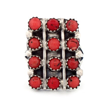Load image into Gallery viewer, Navajo Native American Coral Petit Point Ring Size 8 1/4 by Herbert Begay SKU233299