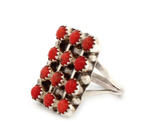 Load image into Gallery viewer, Navajo Native American Coral Petit Point Ring Size 8 3/4 by Herbert Begay SKU233300