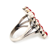 Load image into Gallery viewer, Navajo Native American Coral Petit Point Ring Size 8 3/4 by Herbert Begay SKU233300