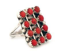 Load image into Gallery viewer, Navajo Native American Coral Petit Point Ring Size 8 3/4 by Herbert Begay SKU233300