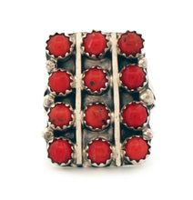 Load image into Gallery viewer, Navajo Native American Coral Petit Point Ring Size 8 3/4 by Herbert Begay SKU233300