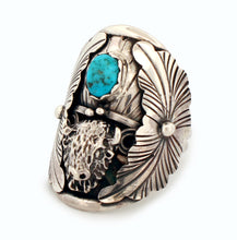 Load image into Gallery viewer, Navajo Native American Kingman Turquoise Ring Size 11 1/4 by Junior Begay SKU233301