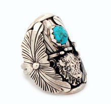 Load image into Gallery viewer, Navajo Native American Kingman Turquoise Ring Size 11 1/4 by Junior Begay SKU233301