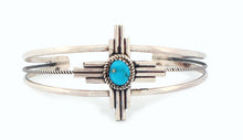 Load image into Gallery viewer, Navajo Nataive American Turquoise Zia Bracelet by Junior Begay SKU233303