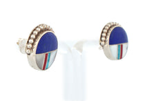 Load image into Gallery viewer, Navajo Native American Lapis and Turquoise Inlay Earrings by Manygoats SKU233304