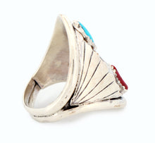 Load image into Gallery viewer, Navajo Native American Coral and Turquoise Ring Size 9 1/2 by Ronald Lee SKU233306