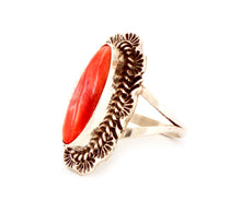 Load image into Gallery viewer, Navajo Native American Orange Shell Ring Size 8 1/4 by Martinez