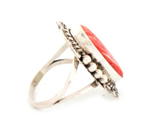 Load image into Gallery viewer, Navajo Native American Orange Shell Ring Size 8 1/4 by Martinez