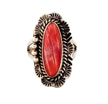 Load image into Gallery viewer, Navajo Native American Orange Shell Ring Size 8 1/4 by Martinez