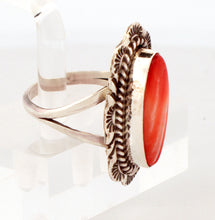 Load image into Gallery viewer, Navajo Native American Orange Spiny Shell Ring Size 8 by Martinez SKU233308