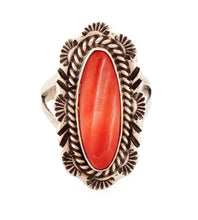 Load image into Gallery viewer, Navajo Native American Orange Spiny Shell Ring Size 8 by Martinez SKU233308