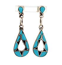 Load image into Gallery viewer, Zuni Native American Turquoise and Jet Necklace and Earring Set by Bobelu SKU233316