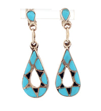 Load image into Gallery viewer, Zuni Native American Turquoise and Jet Necklace and Earring Set by Bobelu SKU233317