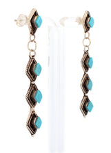 Load image into Gallery viewer, Zuni Native American Sleeping Beauty Turquoise Earrings by Priscilla Chavez SKU233321