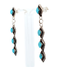 Load image into Gallery viewer, Zuni Native American Sleeping Beauty Turquoise Earrings by Priscilla Chavez SKU233322