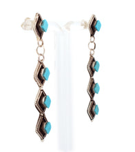 Load image into Gallery viewer, Zuni Native American Sleeping Beauty Turquoise Earrings by Priscilla Chavez SKU233322