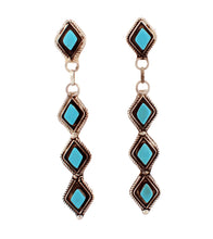 Load image into Gallery viewer, Zuni Native American Sleeping Beauty Turquoise Earrings by Priscilla Chavez SKU233322