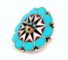 Load image into Gallery viewer, Zuni Native American Inlay Sunface Ring Size 10 by Delwin Gasper SKU233323