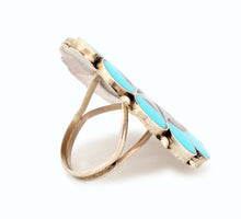 Load image into Gallery viewer, Zuni Native American Inlay Sunface Ring Size 10 by Delwin Gasper SKU233323