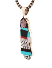 Load image into Gallery viewer, Zuni Native American Turquoise Corn Maiden Pendant by Joyce Waseta SKU233325