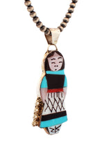 Load image into Gallery viewer, Zuni Native American Turquoise Corn Maiden Pendant by Joyce Waseta SKU233325