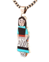 Load image into Gallery viewer, Zuni Native American Turquoise Corn Maiden Pendant by Joyce Waseta SKU233326